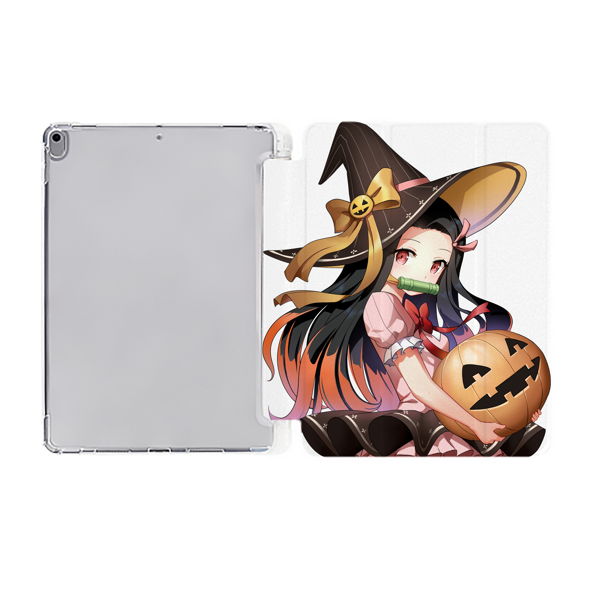 （画像用） 鬼滅の刃（きめつのやいば）竈門 禰󠄀豆子／かまど ねずこ Kamado Nezuko IPad ケース ペン収納付き 三つ折りスタンド PUレザー×シリコン 対応機種9.5/10.5/10.9インチ